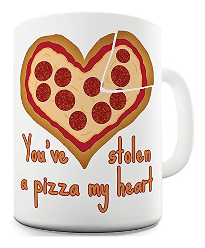 Stolen Pizza Corazón Cute Funny Novedad Café Té Taza