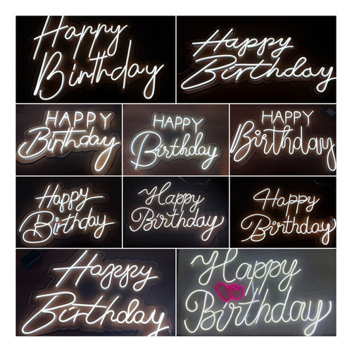 Avisos Luminosos Happy Birthday Neon Led 