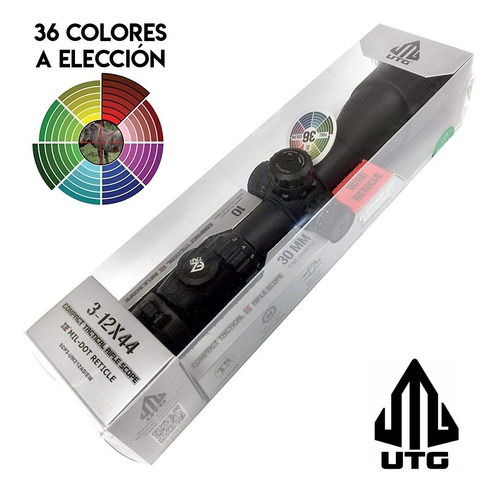 Imagen 3 de 8 de Mira Telescopica Utg 3-12x44 Mildot Iluminado 30mm Anillas