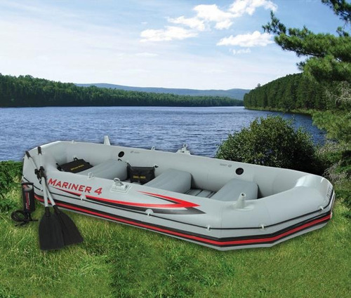 Bote Inflável Intex Mariner 4 Par Remos Bomba Barco Pesca
