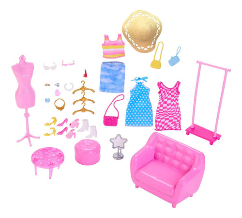 Barbie Estilista Y Closet A La Moda Muñeca Con Accesorios