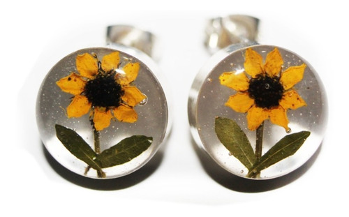 Par Aretes Girasol Eterno Circulo Plata De Ley 925 