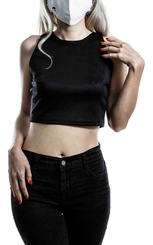 Crop Top P/ Dama Negro Yesbeth Tiendas Platino