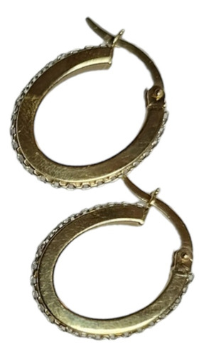 Arracadas Ovalada Cadena Oro 14k