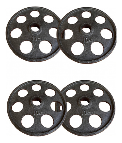 Set De 6 Discos De 10 Kg Ivanko De 2 Pulgadas (60 Kg Total ) Negro