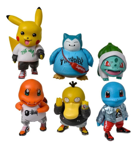 Figura De Acción De Pokémones Con Ropa De Moda 6 Pcs 