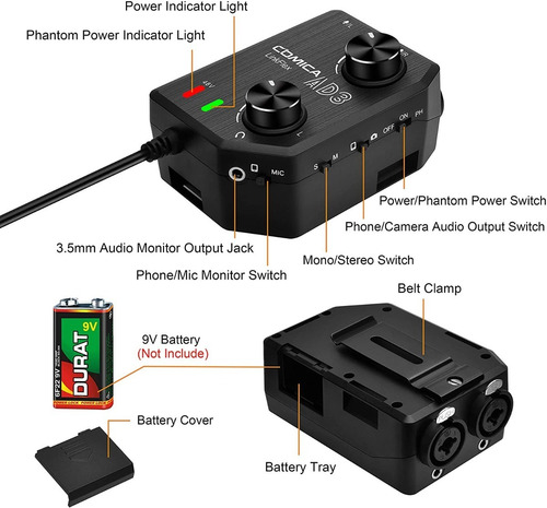 Imagen 5 de 6 de Mezclador De Audio 2 Xlr Camara Smartphone Linkflex Ad3