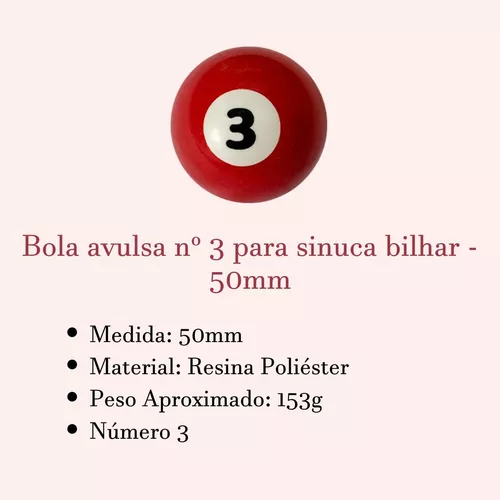 Bola Numero 3 Bilhar Sinuca Snooker 50Mm