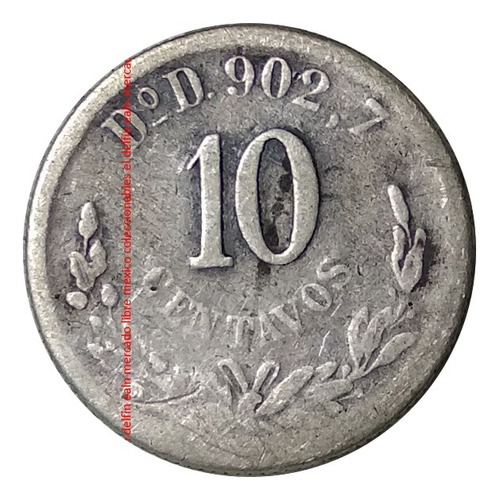 Moneda 10 Centavos 1893 Mexico Republica Ceca Durango Plata