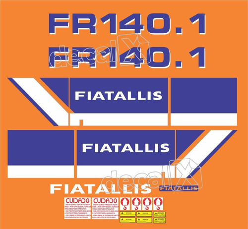 Kit Adesivos Pá Carregadeira Compatível Com Fiatallis Fr 140 Cor Adesivo Emblema Gráfico Fr140