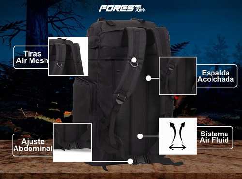 Imagen 4 de 10 de Mochila Militar Forest Camping Original Mochilero Trenking