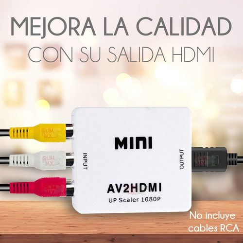 Imagen 2 de 9 de Mini Adaptador Convertidor Señal Rca - Hdmi 1080p 720p Tv
