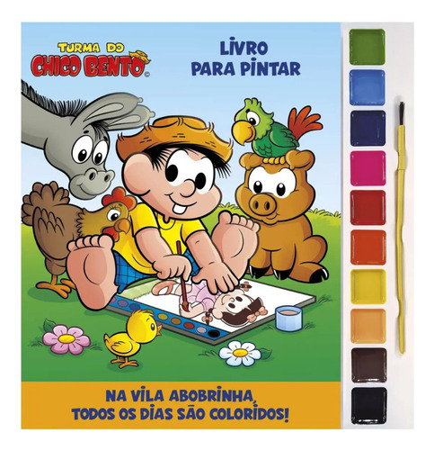 Livro Físico Infantil Para Pintar Com Aquarela - Turma Do Chico Bento