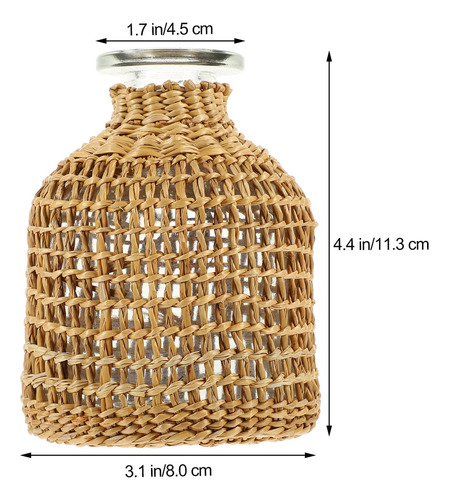 Jarrón De Mimbre Terrarium Gra, Jarrón De Vidrio De Ratán