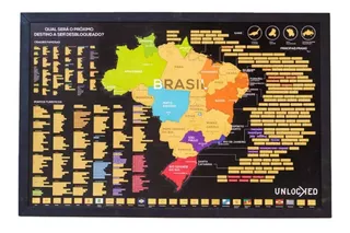 Mapa Brasil Quadro Raspadinha Parede | 94x60cm C/ Moldura