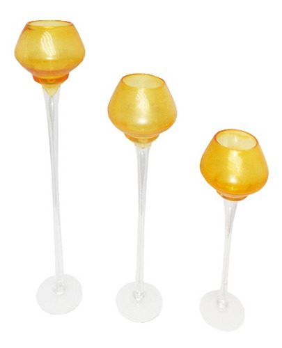 Juego De Candelabros Dorado Decorativo - *