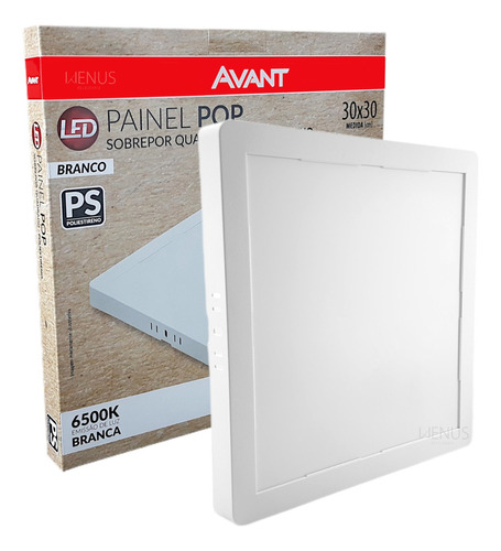 Painel Plafon Sobrepor Quadrado 24w Bivolt Luz Branca Avant 110V/220V