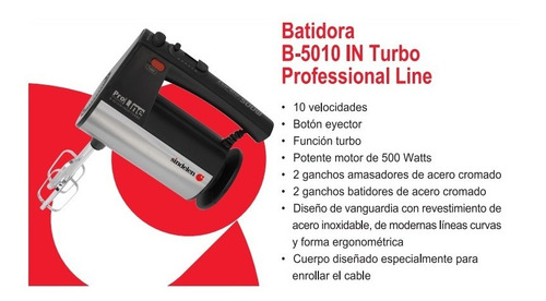 Imagen 4 de 6 de Batidora de mano Sindelen Professional Line B-5010 IN inox 50 Hz 220 V