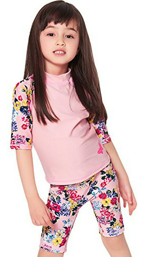 Conjunto Protector Solar Niña Flores Rosa 