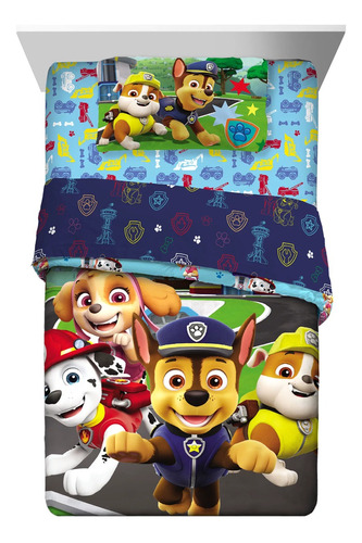 Colcha Paw Patrol Individual Y Reversible Con Funda Almohada