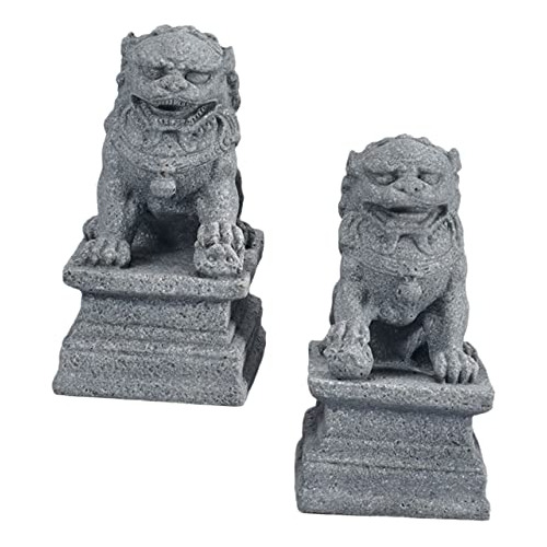 2 Piezas Mini Figura De León Foo Perro Estatua Pequeña Medus