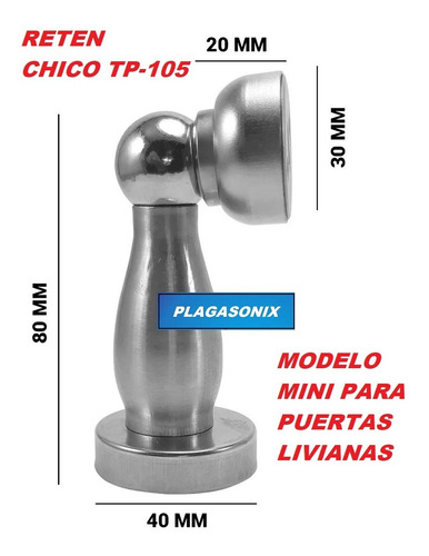 Imagen 2 de 10 de Traba Tope Magnetico Acero Inoxidable Puertas Chico Tp-105