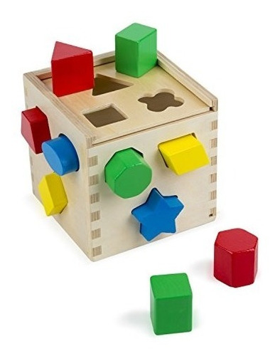 Melissa &amp; Doug Shape Sorting Cube - Juguete De Madera Cl