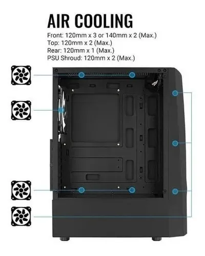Semitorre Chasis Gamer Aerocool Wave Rgb Vidrio 4 Fans Frgb