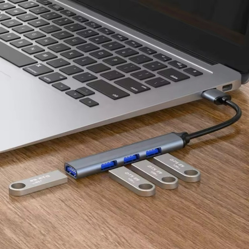 Adaptador Hubs 4 En 1 Tipo - Usb C Color Gris