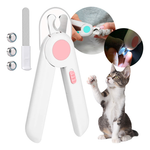 Corta Uñas Perro Gato Mascota Led Mini Tipo Alicate Con Lima