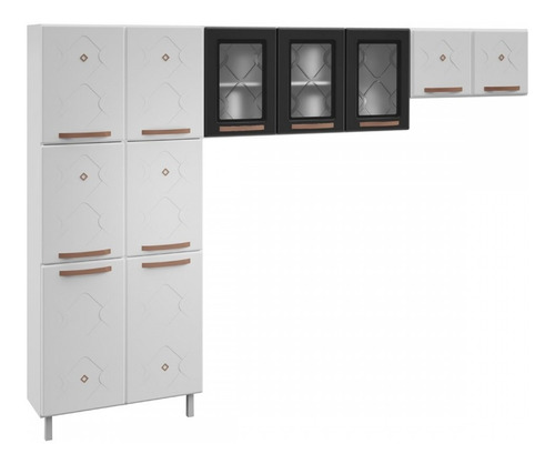 Cozinha De Aço Compacta Mirage New 11 Portas Branco/preto Cor Branco