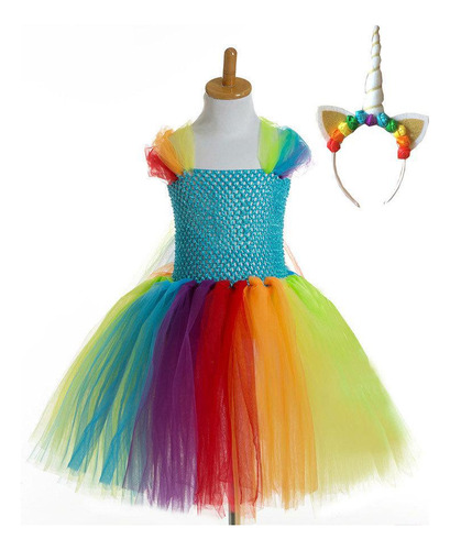 Vestido De Unicornio Para Niñas, Tutú Arcoíris, Para Niños