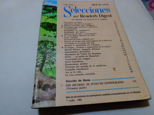 Revista Selecciones Del Readers Digest Abril 1970 Español