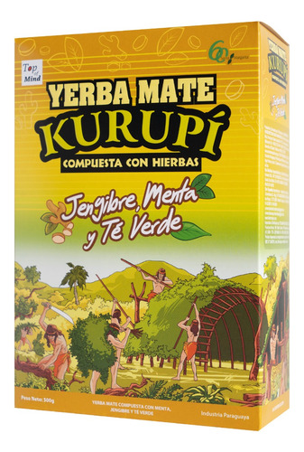 Yerba Mate Kurupi Jengibre, Menta Y Te Verde 500gr