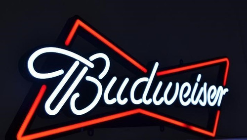Cartel De Neon Vidrio Budweiser Barbacoa Resto Pub Ph Ventas