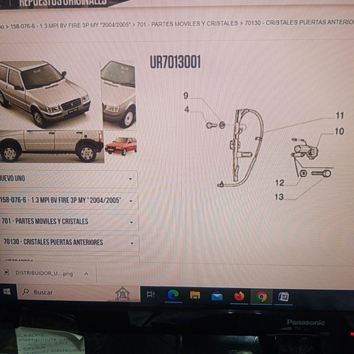 Mecanismo Levanta Vidrio Izquierdo Uno Fire Mpi 7524176- U