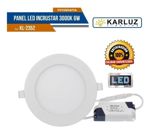 Panel Led Lampara De Techo Redonda 6w Pn 3000k Karluz