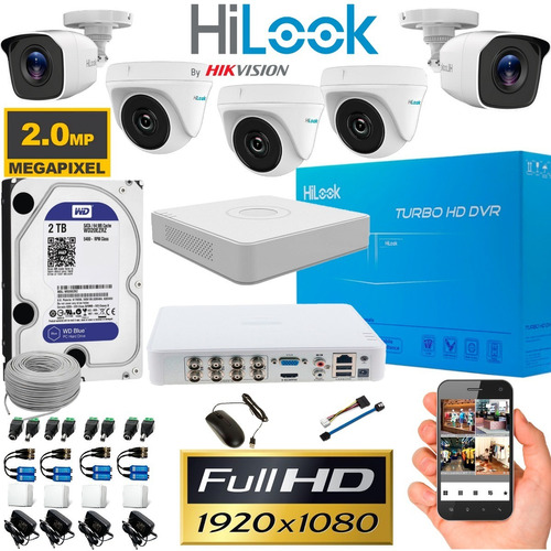 Kit Camaras Seguridad Dvr 8ch + 5 Cám 1080p + Disco 2tb