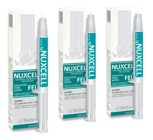 Kit 3 Suplemento Nuxcell Fel Imunomodulador Simbiótico Gatos