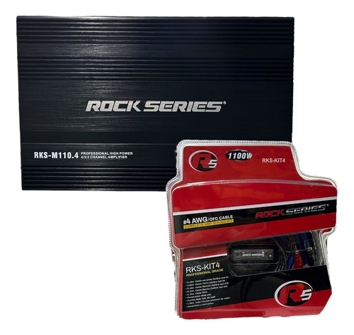  Amplificador 4 Ch 1100w Rock Series + Kit Instalacion Kit 4