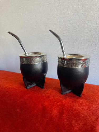 Mate Imperial De Cuero Alpaca Calabaza Con Bombilla Incluída