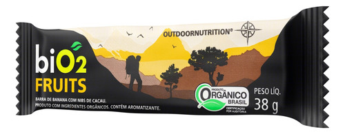 Barra de cereal biO2 Outdoor Nutrition Organico sem glúten sabor banana com nibs de cacau 38 g