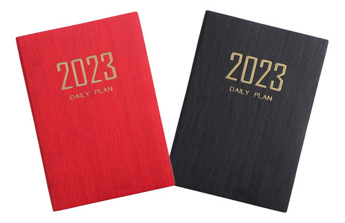 2x Cuaderno Portátil Diario Mensual Anual Agenda Negro Rojo