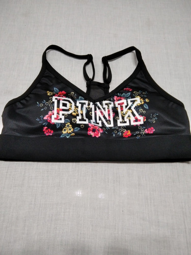 Peto Negro Con Flores Sport Pink De Victoria´s Secret S