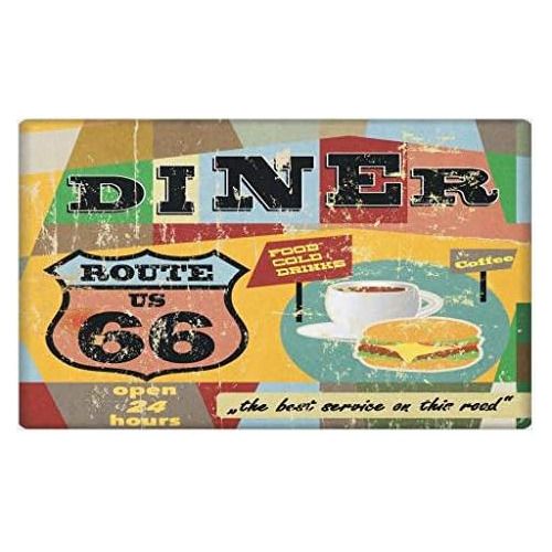 Felpudo Route 66, Señalización De Diner Nostálgico T...