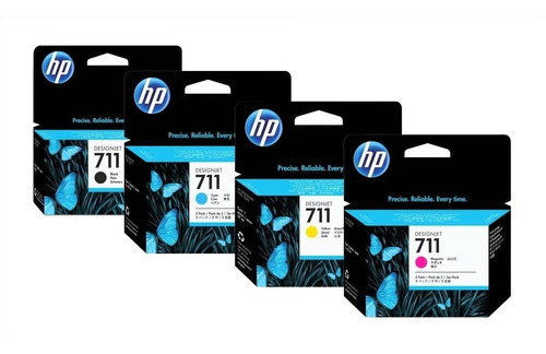 Combo Hp 711 Negro 80 Ml+colores Originales 