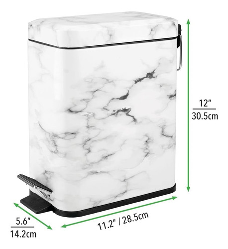 Bote De Basura Moderno De 5 Litros Con Tapa Rectangular De M