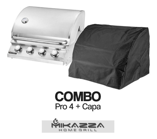 Churrasqueira Americana À Gás Embutir Mikazza Pro 4 +capa