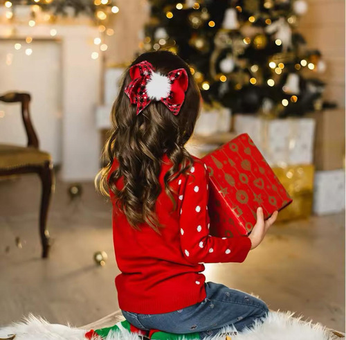 4 Moños Navideños Para El Cabello Pinzas Pelo Navidad Adorno