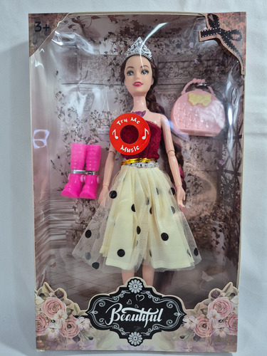 Boneca C/bolsa Bota Salto Cabelos Longo Articulada